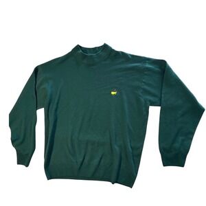 Masters Tournament Sweater Mens XL Green Excellent Mock Neck Golf Pullover Logo